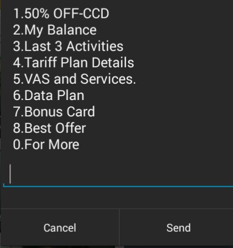 Vodafone USSD code for data packs