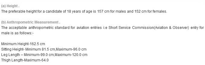 Indian Navy Height requirement