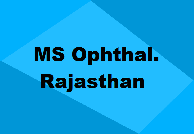 MS Ophthalmology Seats Rajasthan