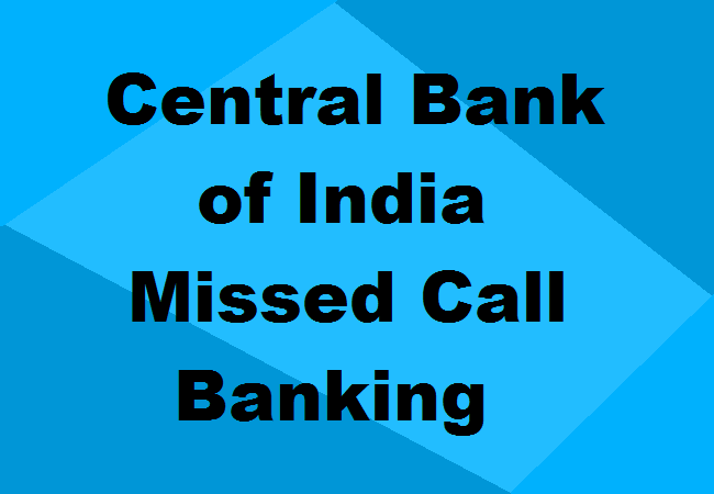 Central Bank of India Missed Call Banking